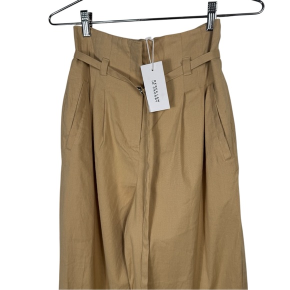 NWT Derek Lam 10 Crosby Sergio High Waist Wide Leg Linen Pants, Almond, Size 2 - Picture 6 of 12